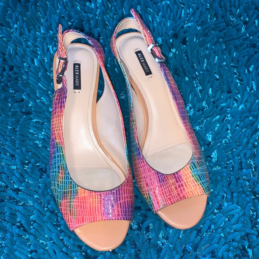 Alex Marie Rainbow Leather wedges size 10